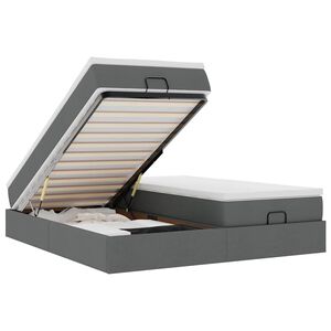 vidaXL Ottoman bed met matrassen 160x200cm stof donkergrijs
