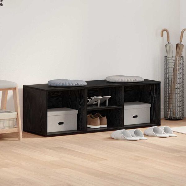 vidaXL Schoenenbank Zwart Eiken 102 x 35 x 35 cm Bewerkt hout