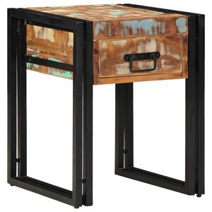 vidaXL Bijzettafel met lade 40 x 40 x 50 cm Massief Gerecycled Hout