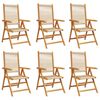vidaXL Verstelbare klapstoelen, 6 stuks, beige, massief acaciahout