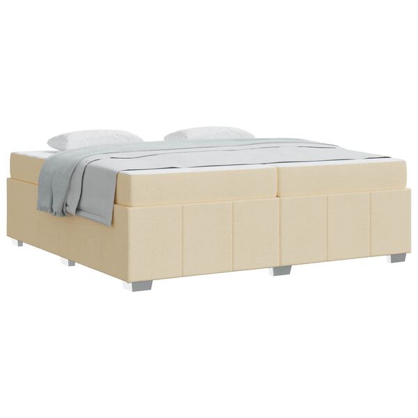 vidaXL Bedframe met matras Cr&egrave;me 200 x 200 cm Stof