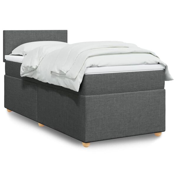 vidaXL Boxspring met matras stof donkergrijs 80x200 cm