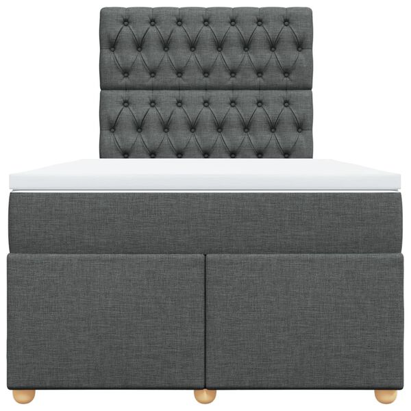 vidaXL Boxspring met matras stof donkergrijs 120x200 cm