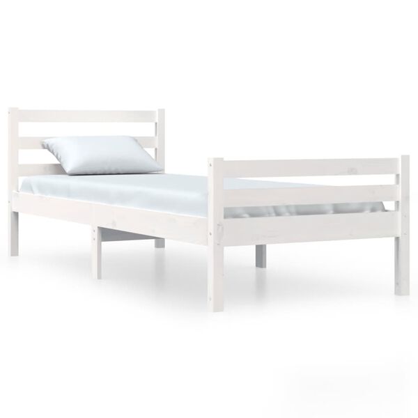 vidaXL Bedframe massief hout wit 100x200 cm