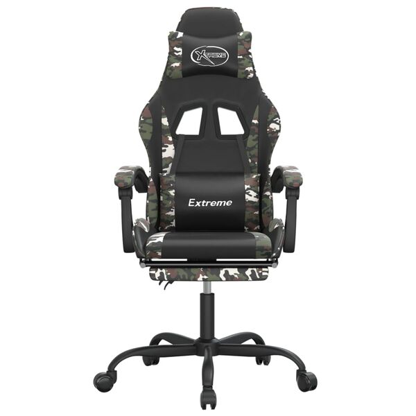vidaXL Gamestoel draaibaar met voetensteun kunstleer zwart&camouflage