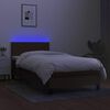 vidaXL Boxspring met matras en LED stof donkerbruin 100x200 cm