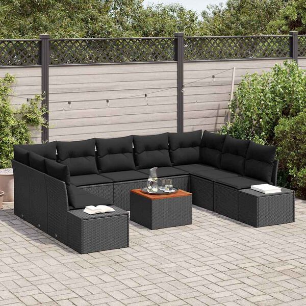 vidaXL Tuin Sofa Set 10 pcs Zwart