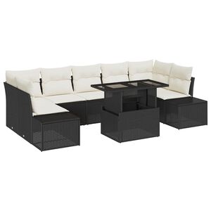 vidaXL Tuin Sofa Set 8 st Zwart en Cr&egrave;me