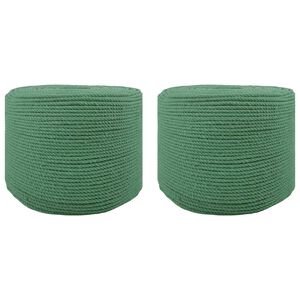 vidaXL Katoen Touw 2 st 2 mm 100 m Groen 100% Katoen