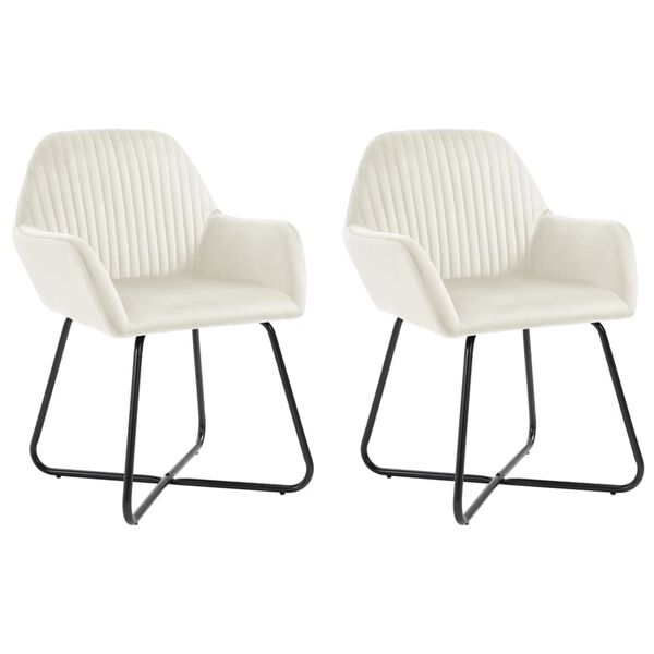 vidaXL Eetkamerstoelen 2 st fluweel crèmekleurig