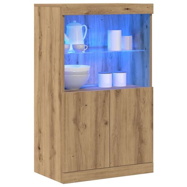 vidaXL LED Sideboard Bruin 60 x 37 x 100 cm Bewerkt hout
