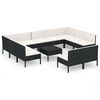 vidaXL 12-delige Loungeset met kussens poly rattan zwart