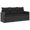 vidaXL 3-delige Loungeset met kussens poly rattan zwart