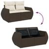 vidaXL 6-delige Loungeset met kussens poly rattan bruin