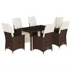 vidaXL 7-delige Bistroset met kussens poly rattan bruin