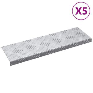 vidaXL Trap Tread 5 st 60 x 18 x 2,5 cm Zilver Aluminium Rechthoekig