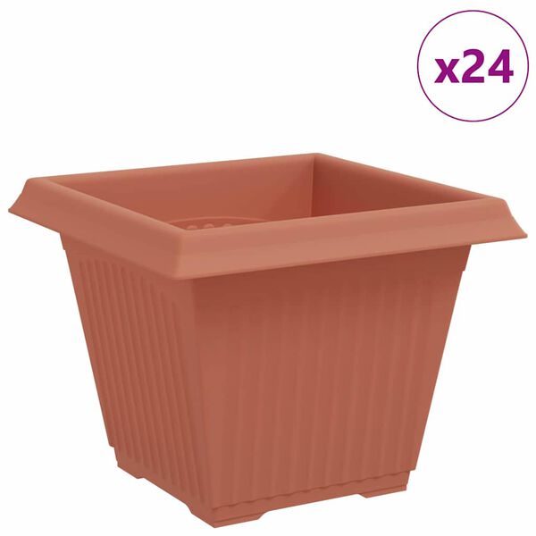 vidaXL Vierkante Bloempot 24 pcs Baksteenrood 38 x 38 x 30 cm
