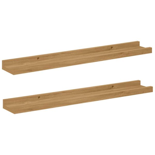vidaXL Wandplank met plank 2 pcs Bruin 60 x 9 x 3 cm Bewerkt hout