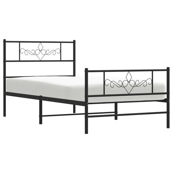 vidaXL Bedframe met hoofd- en voeteneinde metaal zwart 107x203 cm