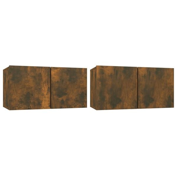 vidaXL 4-delige Tv-meubelset bewerkt hout gerookt eikenkleurig