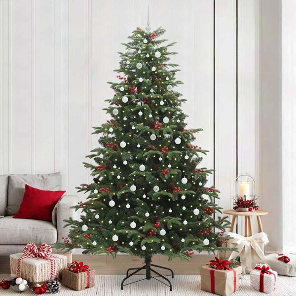 vidaXL Kunstkerstboom Groen 240 cm PVC en Metaal en Plastic