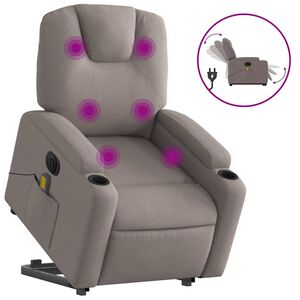 vidaXL Sta-op-massagestoel elektrisch verstelbaar stof taupe