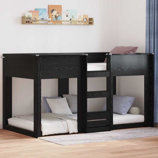 vidaXL Bunk Bed voor Kinderen Zwart Eiken 80 x 200 cm Bewerkt hout