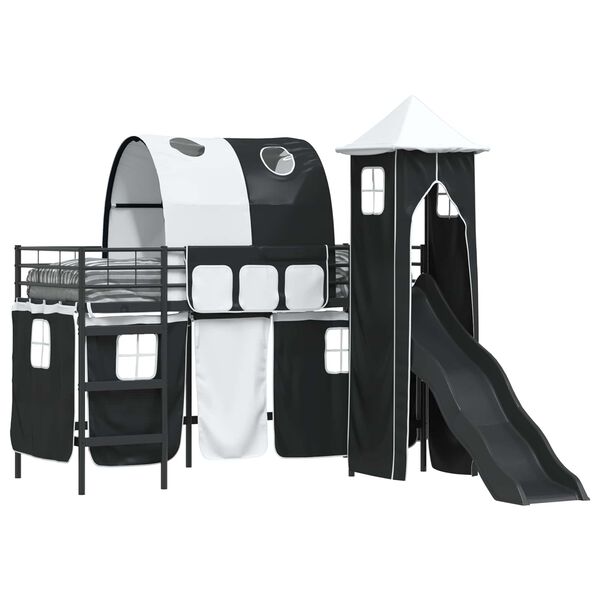 vidaXL Loftbed voor Kids Zwart 74,5 x 190 cm Metaal