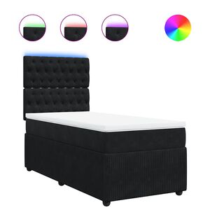 vidaXL Boxspring met matras fluweel zwart 80x200 cm