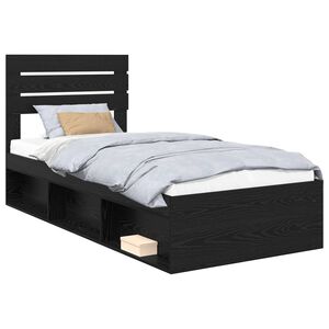 vidaXL Bedframe met hoofdeinde Zwart 90 x 190 cm Massief grenenhout