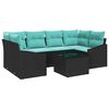 vidaXL Bankstel 7 st 3-Aantal zitplaatsen Zwart en Turquoise