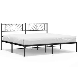 vidaXL Bedframe met hoofdbord metaal zwart 180x200 cm