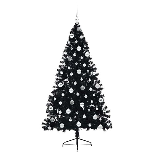 vidaXL Kunstmatig Voorverlicht Kerstboom met 300 LED Zwart 180 cm PVC