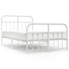 vidaXL Bedframe met hoofd- en voeteneinde metaal wit 120x200 cm