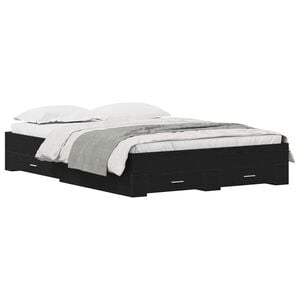 vidaXL Bedframe met lade Zwart Eiken 160 x 200 cm Bewerkt hout