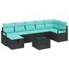 vidaXL Bankstel 8 st 7-Aantal zitplaatsen Zwart en Turquoise