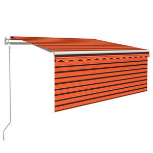 vidaXL Luifel met rolgordijn, LED en windsensor 3,5x2,5 m oranje bruin