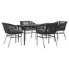 vidaXL 5-delige Tuinset met kussens poly rattan glas zwart