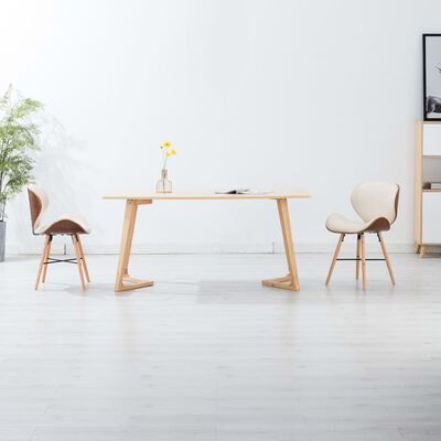 vidaXL Eetkamerstoelen 2 st kunstleer en gebogen hout crème