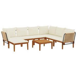 vidaXL 8 st Massief acaciahout & touw Naturel