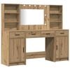 vidaXL Make-up tafel set met LED 3 st Artisan Eiken Bewerkt hout