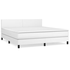 vidaXL Boxspring met matras kunstleer wit 160x200 cm