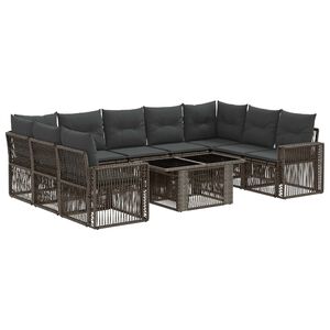 vidaXL Tuinbankenset 10 st Grijs en Donkergrijs poly rattan