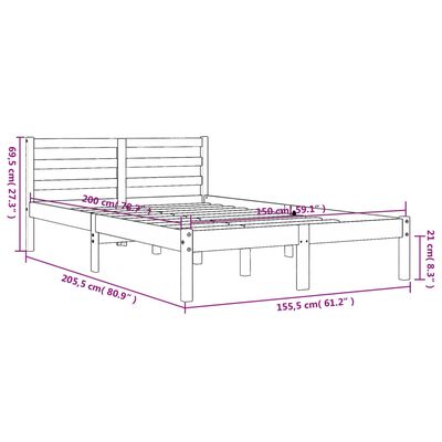 vidaXL Bedframe zonder matras massief grenenhout wasbruin 150x200 cm