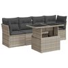 vidaXL 5-delige Loungeset met kussens poly rattan lichtgrijs
