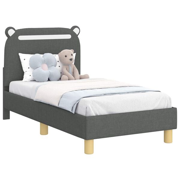 vidaXL Peuterbedframe met hoofdbord Donkergrijs 70 x 140 cm Stof