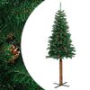 vidaXL Kerstboom met echt hout en dennenappels smal 210 cm PVC groen