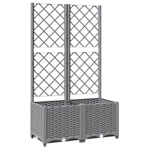 vidaXL Plantenbak met latwerk 80x40x136 cm polypropeen lichtgrijs