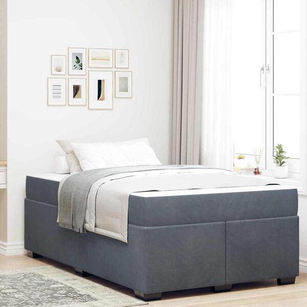 vidaXL Bedframe met matras Donkergrijs 120 x 190 cm Stof