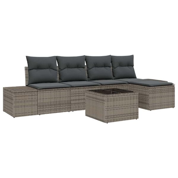 vidaXL Tuin Sofa Set met kussen 5 pcs Lichtgrijs poly rattan